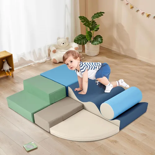 Miniatura 6 de Virubi Juego de actividades suaves de escalada y gateo de 6 piezas, juguetes de escalada para niños pequeños en interiores, escalador de esquina