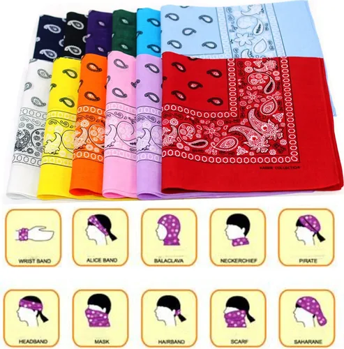 Miniatura 2 de BSLINO Bandanas 22 X 22 pulgadas 100% algodón novedad impresión de doble cara Paisley Cowboy Bandana Party Favor bufanda diadema pañuelos, Paisley