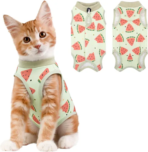 Miniatura 9 de Coppthinktu Traje de recuperación de gato para mujer, mameluco transpirable para después de la cirugía para heridas abdominales o enfermedades