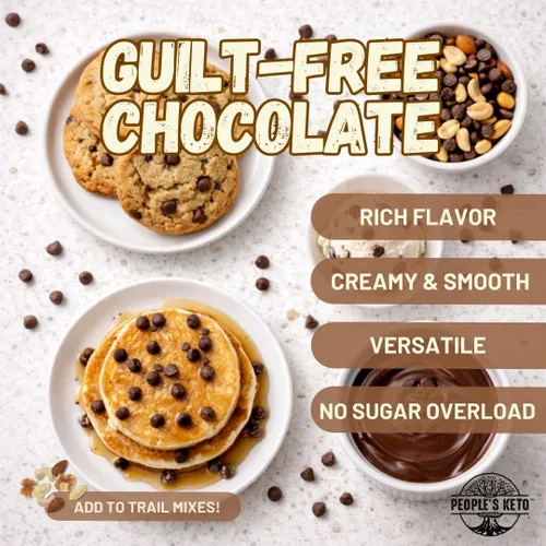 Miniatura 4 de The People's Keto Company - Chips de chocolate grandes sin azúcar, endulzado con stevia, 12 onzas, tamaño económico, sin OMG, vegano, keto, bajo