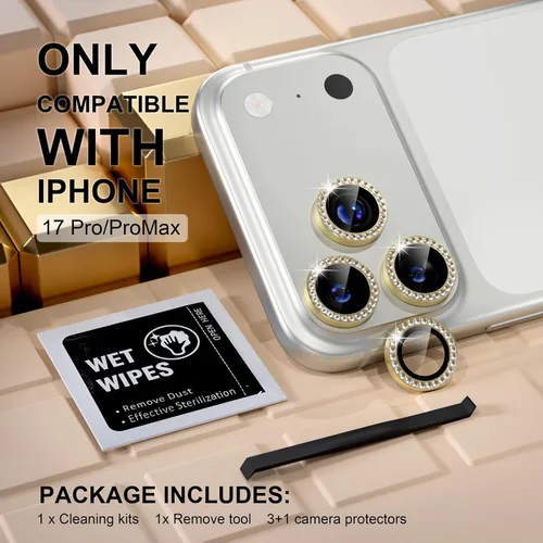 Miniatura 2 de Misea Compatible con iPhone 17 Pro/iPhone 17 Pro Max Protector de Lente de Cámara Brillante, Vidrio Templado 9H Cubierta de Cámara Protector