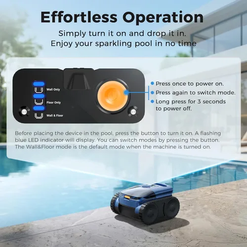 Miniatura 3 de Limpiador robótico de piscina, aspiradora inalámbrica para piscinas enterradas, robot limpiador automático de piscinas para suelos de piscina
