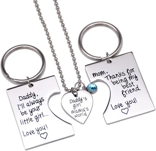 Miniatura 3 de O.RIYA Daddy's Girl Mommy's World - Juego de collar con dije de llavero de 3 piezas, regalo para hija, regalos para niñas pequeñas