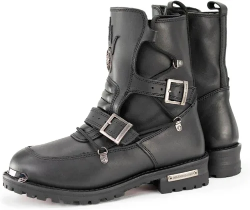 Miniatura 7 de Milwaukee Leather MBM9076 Botas de cuero tácticas tipo logger negras para hombre con mejora de hebilla - 7