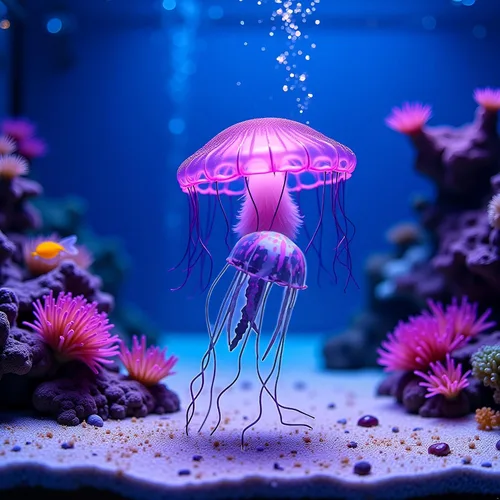 Miniatura 2 de Medusa artificial púrpura brillante adecuada para pecera, decoración de acuario, adornos populares, decoración de acuario, adornos temáticos