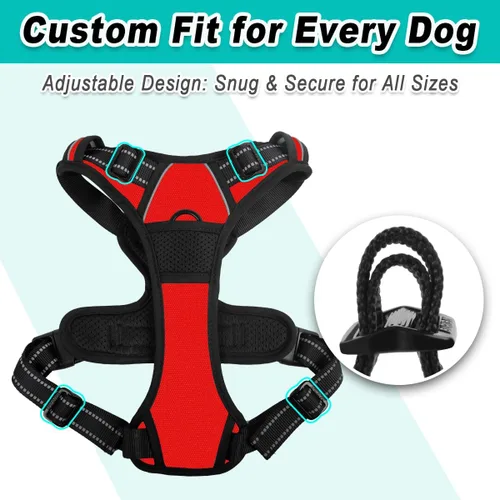 Miniatura 6 de BARKBAY Arnés para perro sin tirones para perros grandes, ajustable, reflectante, cómodo, sin estrangulamiento, resistente, perfecto para Rojo