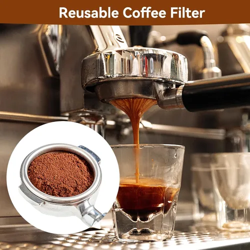 Miniatura 3 de 1 taza de 2.008 in, filtro de café de malla presurizada de acero inoxidable, portafiltro, máquinas de café, accesorios para máquinas de café