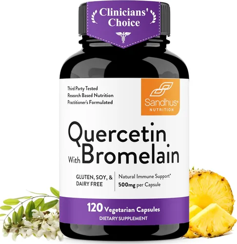 Miniatura 10 de Quercetina 500mg Cápsulas vegetarianas 120 unidades 1000 mg por porción de 2 cápsulas Suplementos de apoyo inmunológico para respiratorio, salud