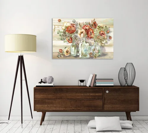Miniatura 4 de Jaxson Rea Tre Sorelle Studios - Lienzo envuelto en galería "Poppies In Vintage Glass Bottles", 59.8 x 39.8 in