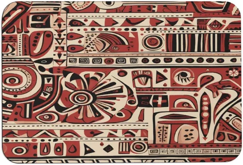 Miniatura 11 de Tapetes de baño para baño, color rojo, beige, marrón oscuro, patrón de tribu secreta, estilo bohemio, absorbente de agua, antideslizante, alfombra