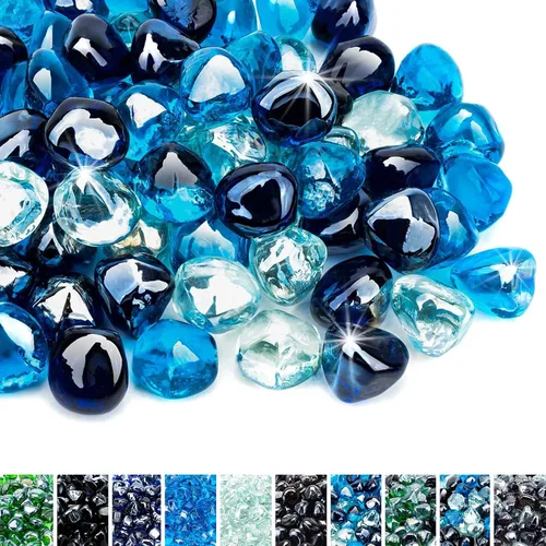 Miniatura 15 de Skyflame Diamantes de vidrio de fuego de 10 libras para paisajismo de chimeneas de hoguera, diamantes de fuego de vidrio reflectante de 1/2 pulgada