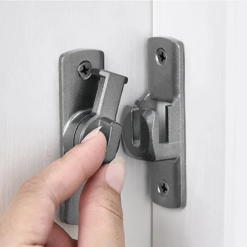 3 Paquetes Cerradura Gris para Puerta de Granero con Giro de 90/180 Grados, Protege la Privacidad - Pestillo de Seguridad para Puerta, Herrajes de