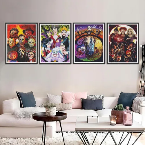 Miniatura 3 de JAKI Paquete de 4 piezas de arte de diamantes para adultos, kits de pintura de diamantes de dibujos animados para adultos principiantes, arte DIY