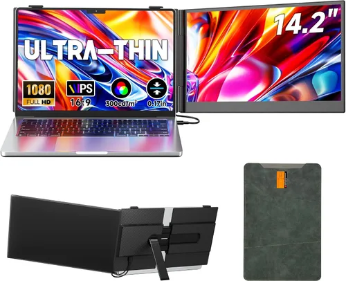 Miniatura 9 de Setclod Monitor extensor de pantalla para portátil actualizado, pantalla IPS FHD de 14.1 pulgadas, 1080P FHD IPS, extensor de monitor para laptop