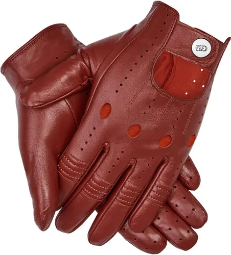 Miniatura 14 de GSG Guantes de cuero genuino para hombre de piel de oveja negros para conducir en bicicleta con pantalla táctil, guantes de motocicleta sin forro