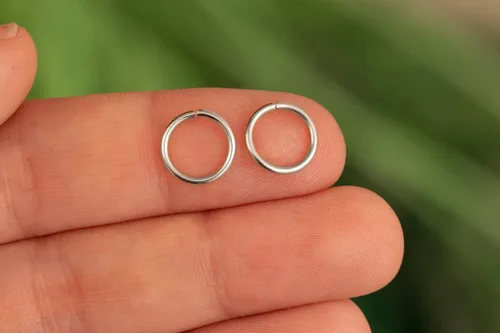 Miniatura 93 de Aretes de aro de oro de plata – Aretes de aro para mujer, dos piezas de aros de plata fina rellenos de oro, aro de hélice, anillo de tragus, aro