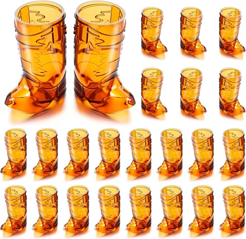 Miniatura 19 de Vasos de chupito de botas de Cowboy de plástico SAIAOKJ, 24 piezas de 1 oz, suministros para fiestas con temática de botas de Cowboy, reutilizables