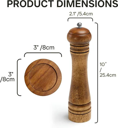 Miniatura 3 de Molinillo de sal y pimienta de madera, molinillo de sal y pimienta, cocteleras de madera de roble con molinillos de cerámica ajustables