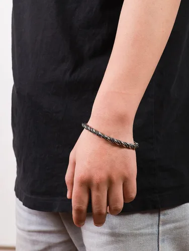 Miniatura 5 de HAQUIL Pulsera vikinga de acero inoxidable con cabeza de oso de lobo, cuervo y oso para hombre, joyería vikinga, regalos