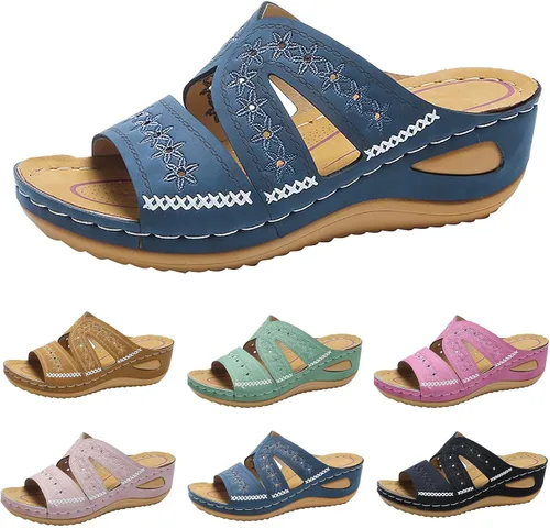 Miniatura 4 de Sandalias ortopédicas con soporte de arco para mujer, sandalias de cuña para mujer, sandalias para caminar, cómodas sandalias de plataforma