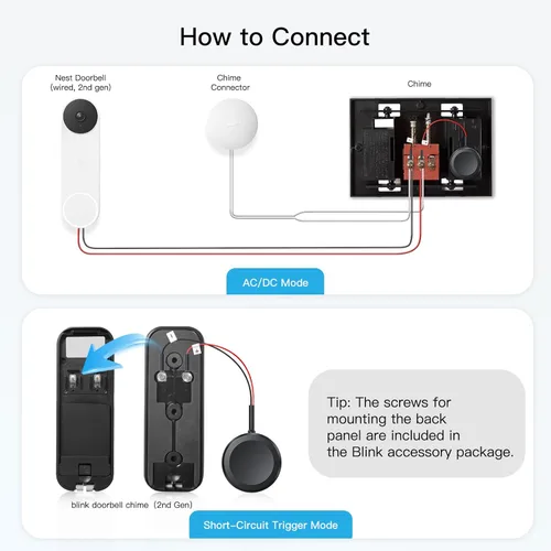 Miniatura 4 de Timbre inalámbrico compatible con timbre de video Blink (1ª y 2ª generación), kit extensor de timbre de video con elegante transmisor redondo