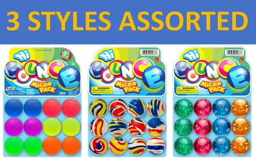 Miniatura 2 de 2CHILL Ja-Ru - Pelotas hinchables Super Hi Bounce (cada paquete de 12 bolas) 3 estilos de juguetes pequeños regalos de fiesta para niños Racketball