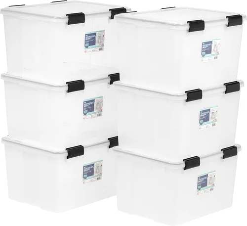Miniatura 12 de IRIS USA - Contenedor organizador de plástico hermético para almacenamiento, 46.6 cuartos de capacidad, con tapa duradera, sello y hebillas