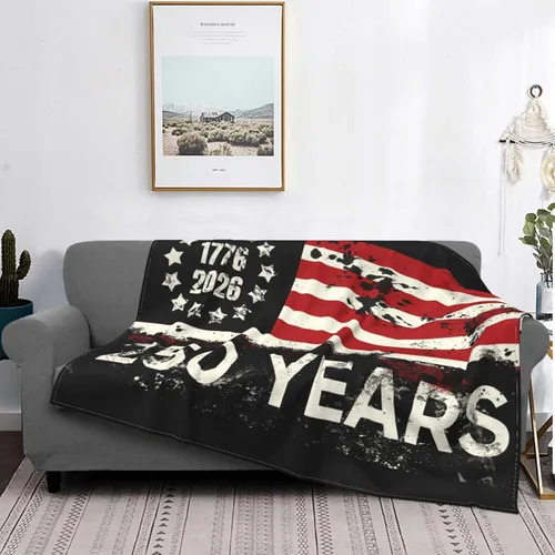 Miniatura 21 de 250 Anniversary USA Flag Flannel Fleece Throw Blankets, Patriotic Eagle Super Warm Soft Sofa Blanket All Season (40"x30")