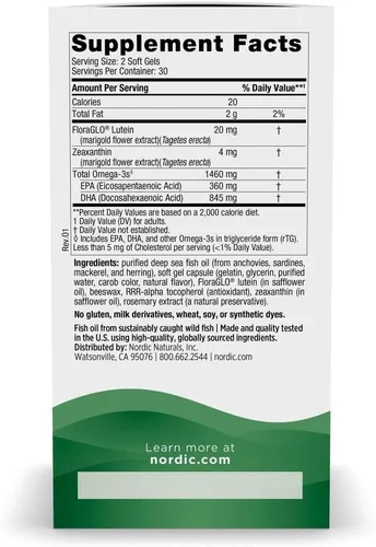 Miniatura 2 de Nordic Naturals Apoyo a la visión, limón - 60 geles suaves - con zeaxantina y luteína FloraGLO para ojos y visión saludables - 30 porciones
