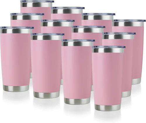 Miniatura 27 de DOMICARE Vaso de acero inoxidable de 20 onzas a granel con tapa, taza de viaje aislada al vacío de doble pared, taza de café con recubrimiento