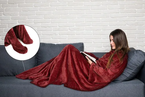 Miniatura 6 de Solaris Manta Vestible con Mangas y Bolsillo para los Pies para Mujeres y Hombres, Súper Suave y Acogedora de Forro Polar para TV, Manta Corporal