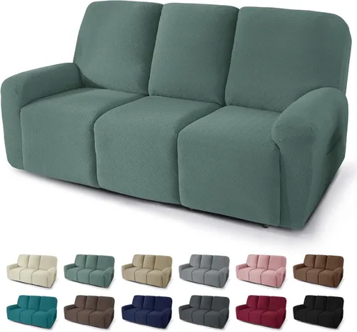 Miniatura 25 de JIVINER Fundas reclinables de gran tamaño de 3 piezas para sillón reclinable grande con bolsillos, tela jacquard elástica Lazy Boy funda para sofá