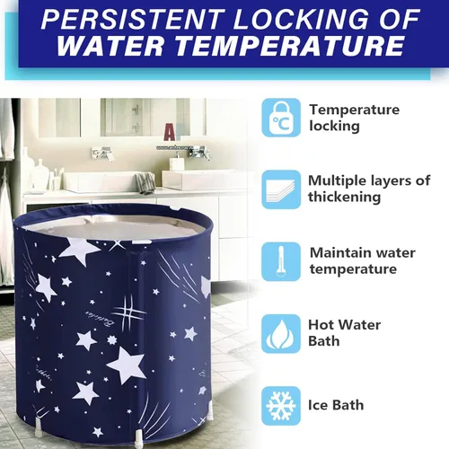 Miniatura 4 de BDL Bañera Portátil, Bañera de Remojo Japonesa Plegable para Adultos, Bañeras Independientes de Agua Fría y Caliente BDL con Espuma Térmica, Bañera