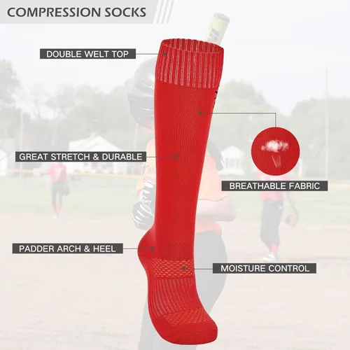 Miniatura 2 de American Trends Calcetines de sóftbol para niñas y adultos, calcetines de béisbol y sóftbol, calcetines deportivos con puntadas, para niñas jóvenes