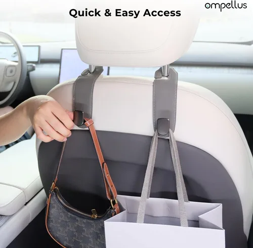 Miniatura 7 de Gancho para reposacabezas de automóvil, paquete de 2 ganchos de cuero para asientos de automóvil para bolsos y bolsas, accesorios de organización