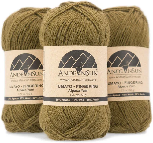 Miniatura 23 de 3 ovillos de lana de alpaca UMAYO para tejer al crochet y con agujas, 150 gramos, #2, #3 y #5 Brezo Browm