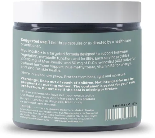 Miniatura 7 de MYOINOSITOL+ Mio-inositol y D-Chiro Inositol (proporción 40:1) + metilfolato, vitamina B6 y zinc Apoya el equilibrio hormonal, la salud