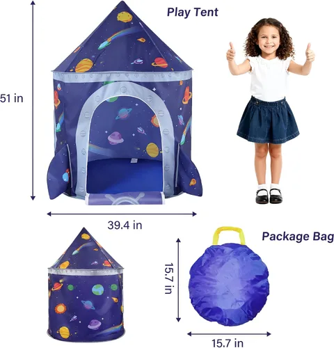 Miniatura 3 de Tienda de campaña de nave espacial para niños, tienda de juegos para niños con castillo de juguete, regalo para bebés niños y niñas de 3, 4, 5, 6, 7