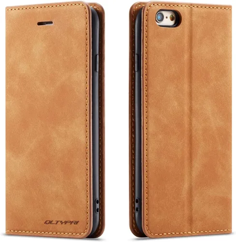 Miniatura 22 de QLTYPRI Funda para iPhone 6 Plus/6S Plus, cubierta de piel PU con tarjetero, funda tipo billetera con solapa magnética y a prueba de golpes - Vino
