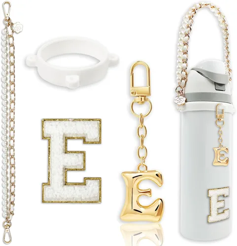 Miniatura 80 de Letter Handle Strap Accessories with Cute Initial Charm Compatible with Owala Water Bottle 24oz 32oz 40oz Owala Kids Púrpura