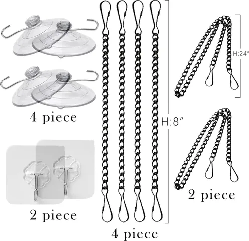 Miniatura 5 de Ganchos de ventosa de acero inoxidable, 6 cadenas colgantes con ventosa, resistentes a la corrosión, decoración de pared y ventana, puerta de cocina