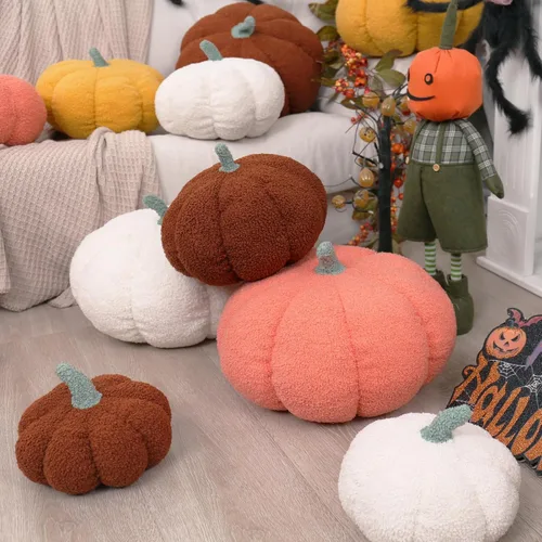 Miniatura 5 de RoseCraft Almohadas de calabaza, 3 piezas, cojines de otoño, decoraciones de Acción de Gracias, felpa esponjosa de otoño para dormitorio, sofá