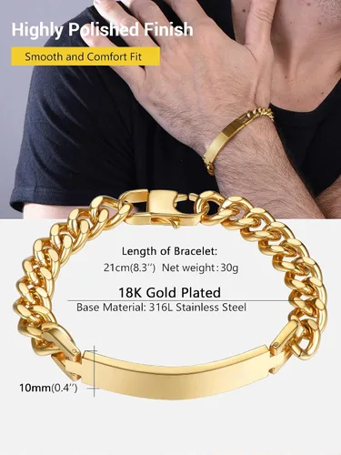 Miniatura 3 de PROSTEEL Pulsera personalizada para hombres y mujeres, con fecha de nombre, con grabado inicial y cita de inicial, pulseras de identificación