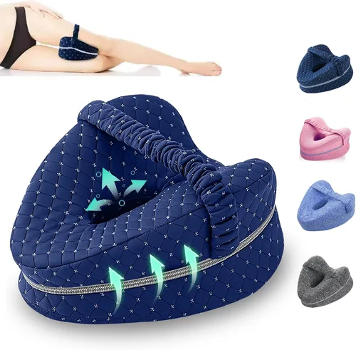Almohada de rodilla para dormir de lado, almohadas de alineación para dormir de lado, almohada de piernas de espuma viscoelástica con almohada de