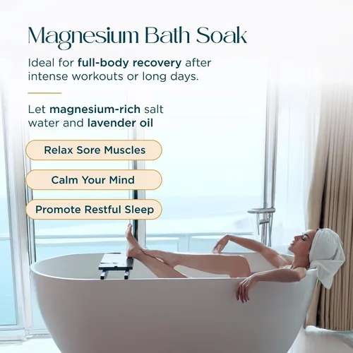 Miniatura 6 de Abundant Natural Health baño de magnesio oceánico impregnado con aceite de lavanda para hidratar, calmar e hidratar la piel, relajar y reponer