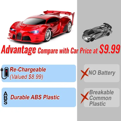 Miniatura 2 de Coche de control remoto recargable de alta velocidad 1/18 RC coches juguetes para niños y niñas, Hobby de carreras de vehículos con faro, regalos