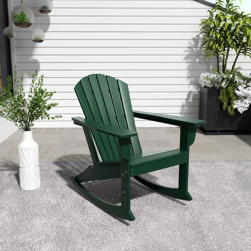 Miniatura 13 de WestinTrends Dylan - Silla mecedora Adirondack de plástico de polietileno para exteriores, color negro