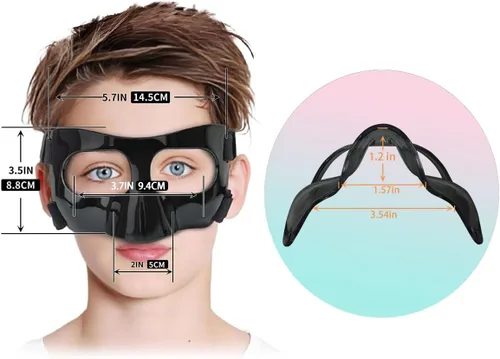 Miniatura 2 de Protector de nariz para nariz rota, máscaras protectoras para baloncesto y deportes de fútbol, máscara facial ajustable con acolchado de espuma