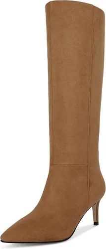 Miniatura 57 de wetkiss Botas altas hasta la rodilla para mujer, con tacón de gatito y diseño de punta puntiaguda, clásicas y sexys