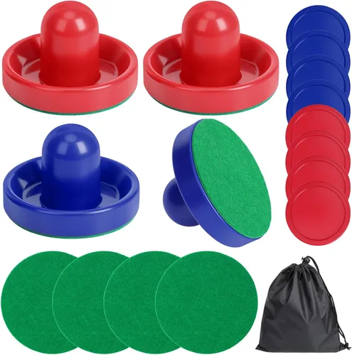 Miniatura 10 de Coopay Paletas y discos de hockey de aire, empujadores de hockey de aire con bolsa de almacenamiento de nailon, accesorios de repuesto para mesas